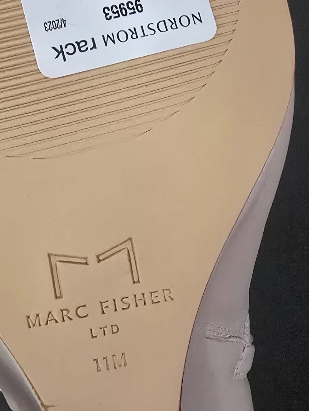 Marc Fisher Dayna Beige Leather Wedge Ankle Boots New Sz 11M